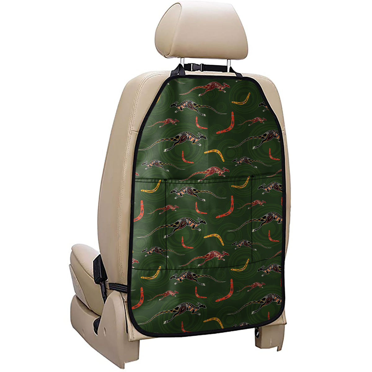 Aboriginal Boomerang And Kangaroo Print Car Seat Organizers