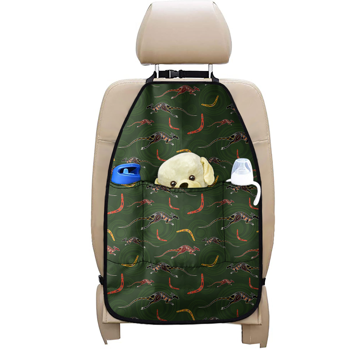 Aboriginal Boomerang And Kangaroo Print Car Seat Organizers