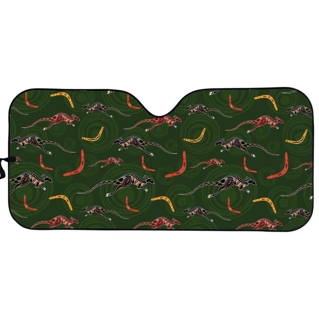 Aboriginal Boomerang And Kangaroo Print Car Sun Shade