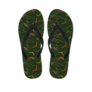 Aboriginal Boomerang And Kangaroo Print Flip Flops