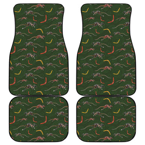 Aboriginal Boomerang And Kangaroo Print Front and Back Car Floor Mats