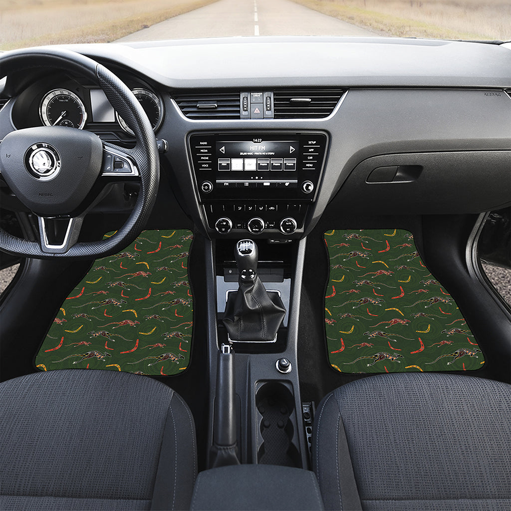 Aboriginal Boomerang And Kangaroo Print Front and Back Car Floor Mats