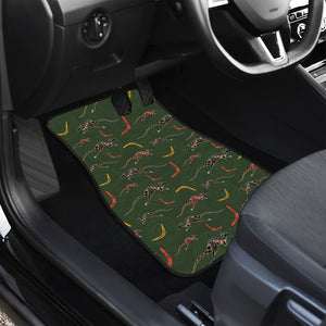 Aboriginal Boomerang And Kangaroo Print Front and Back Car Floor Mats