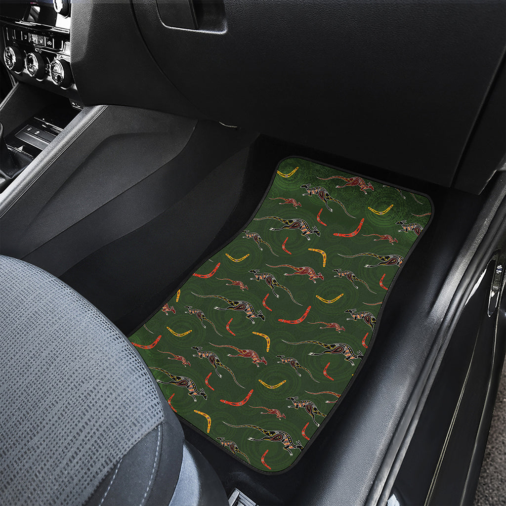 Aboriginal Boomerang And Kangaroo Print Front and Back Car Floor Mats