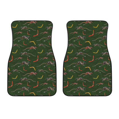 Aboriginal Boomerang And Kangaroo Print Front Car Floor Mats