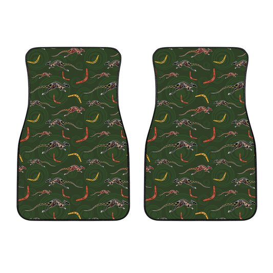 Aboriginal Boomerang And Kangaroo Print Front Car Floor Mats