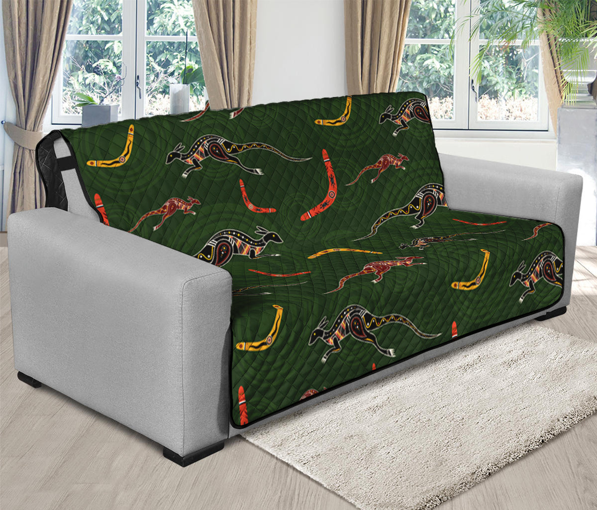 Aboriginal Boomerang And Kangaroo Print Futon Protector