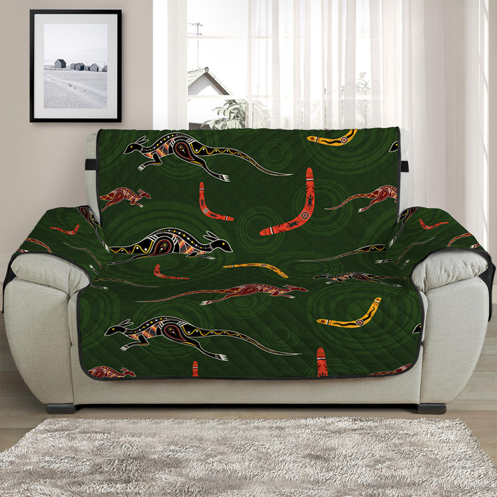 Aboriginal Boomerang And Kangaroo Print Half Sofa Protector