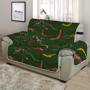 Aboriginal Boomerang And Kangaroo Print Half Sofa Protector