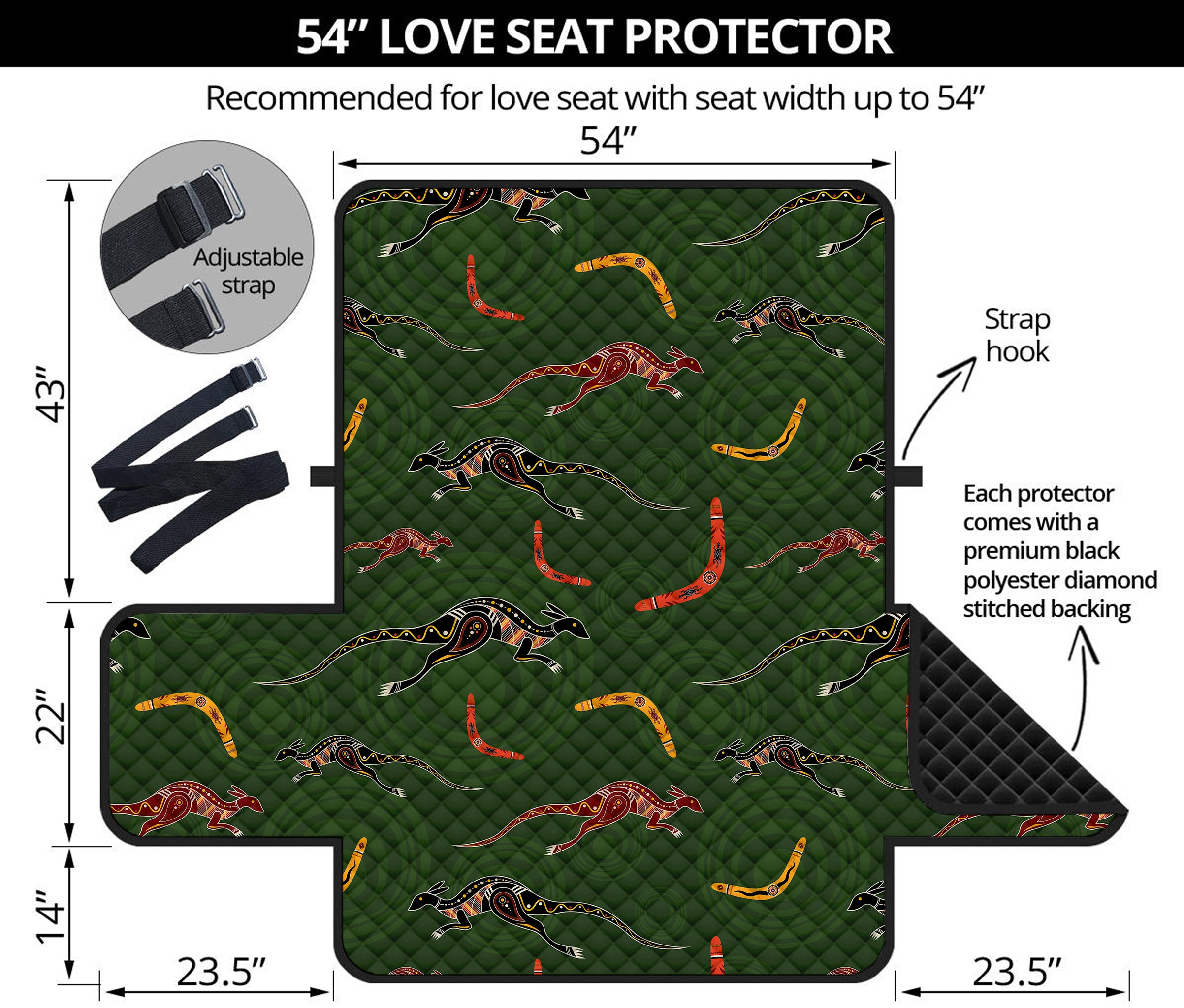 Aboriginal Boomerang And Kangaroo Print Loveseat Protector