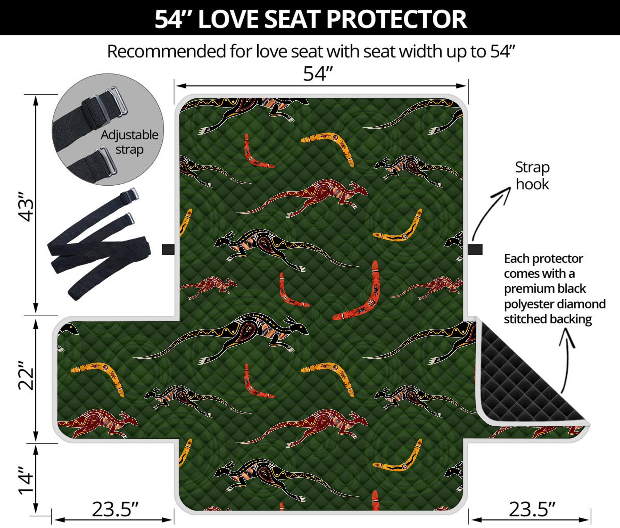 Aboriginal Boomerang And Kangaroo Print Loveseat Protector