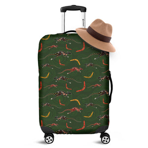 Aboriginal Boomerang And Kangaroo Print Luggage Cover