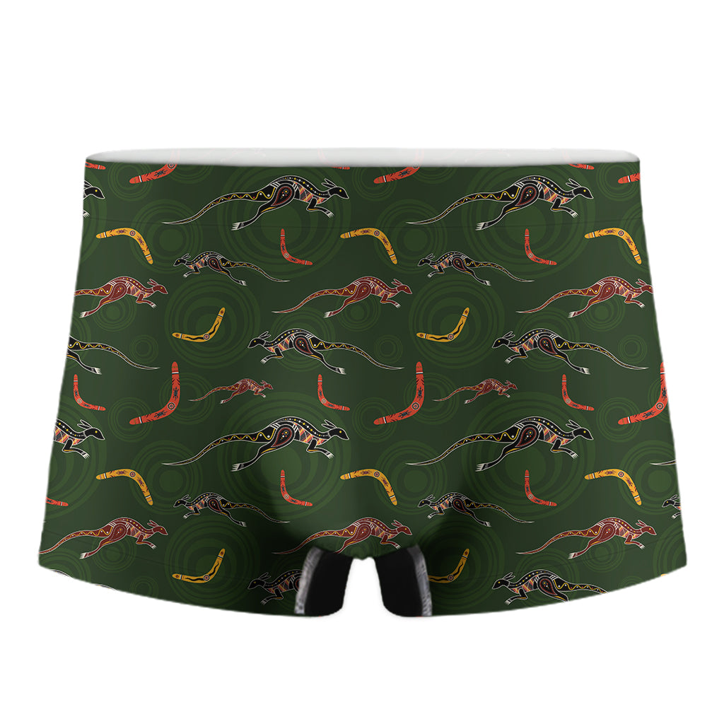 Aboriginal Boomerang And Kangaroo Print Men's Boxer Briefs