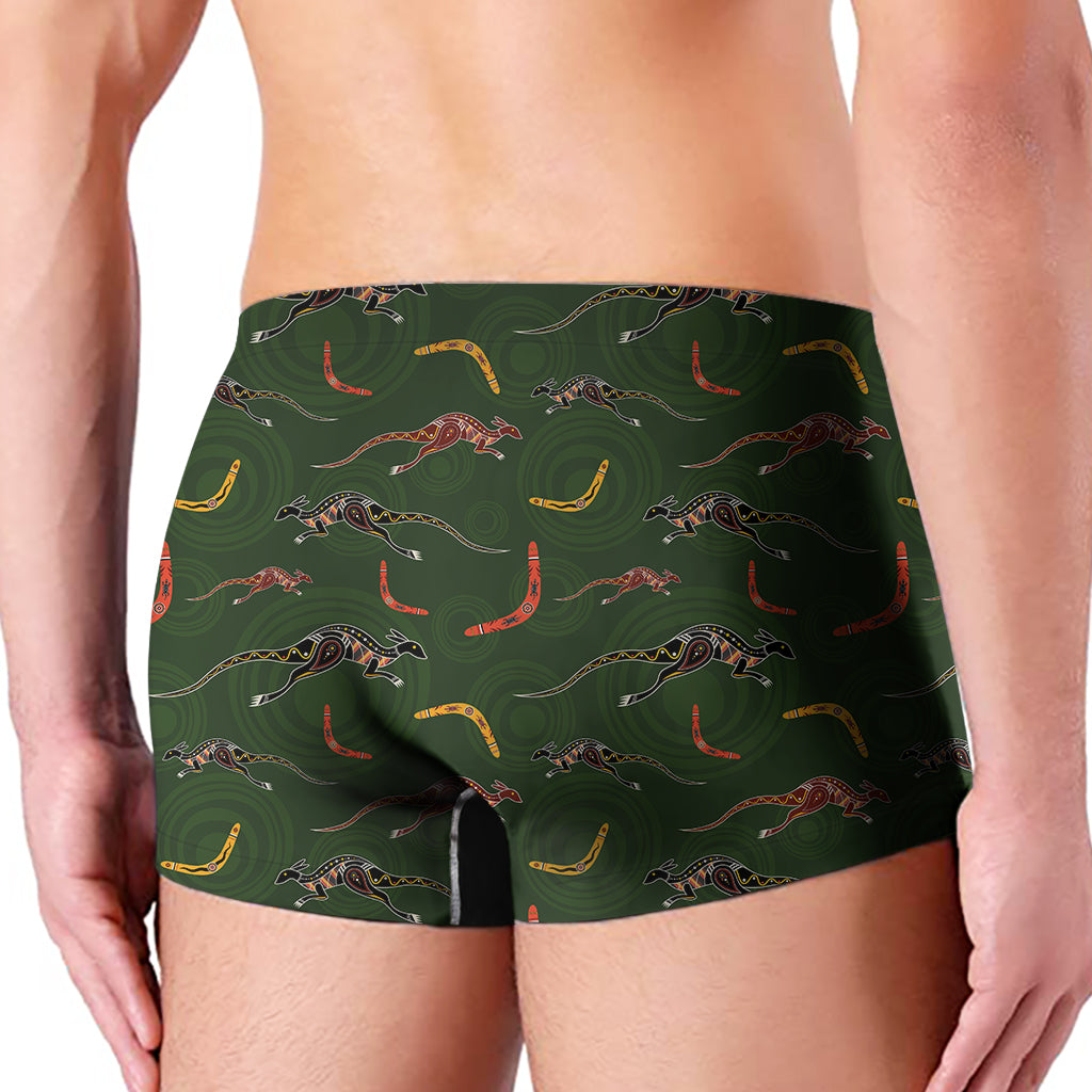 Aboriginal Boomerang And Kangaroo Print Men's Boxer Briefs