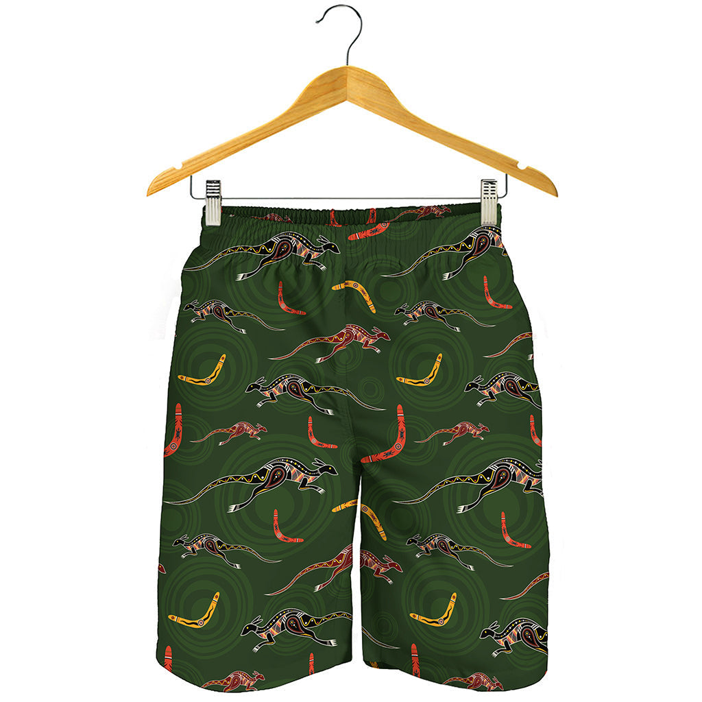 Aboriginal Boomerang And Kangaroo Print Men's Shorts