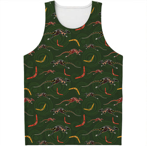 Aboriginal Boomerang And Kangaroo Print Men's Tank Top