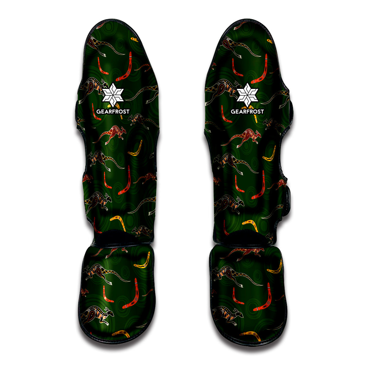 Aboriginal Boomerang And Kangaroo Print Muay Thai Shin Guard