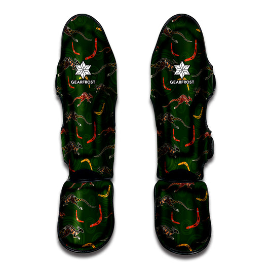 Aboriginal Boomerang And Kangaroo Print Muay Thai Shin Guard