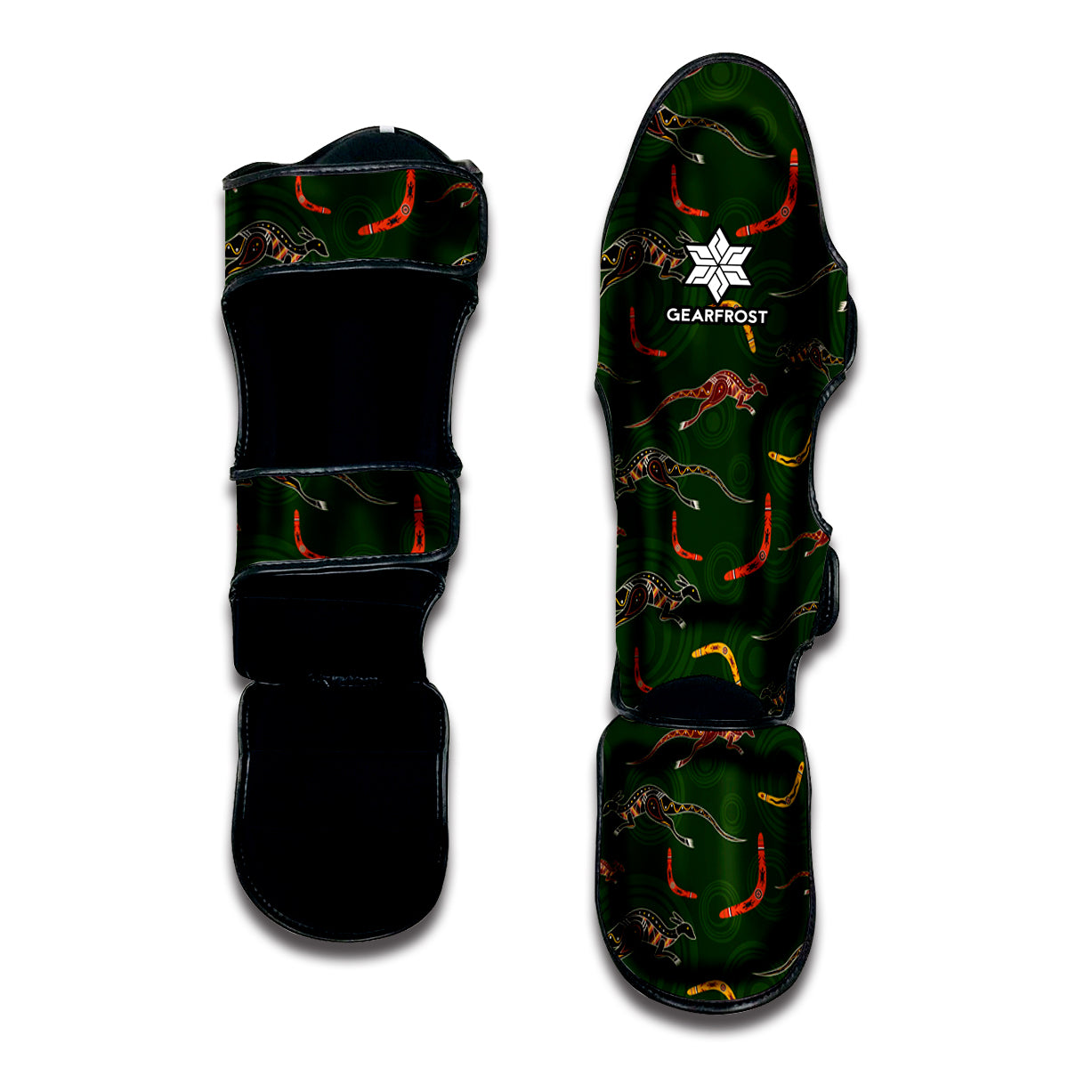 Aboriginal Boomerang And Kangaroo Print Muay Thai Shin Guard