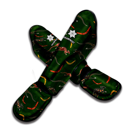 Aboriginal Boomerang And Kangaroo Print Muay Thai Shin Guard