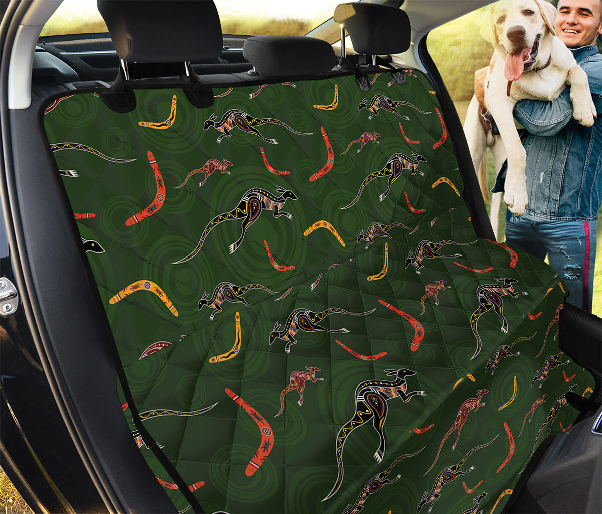 Aboriginal Boomerang And Kangaroo Print Pet Car Back Seat Cover