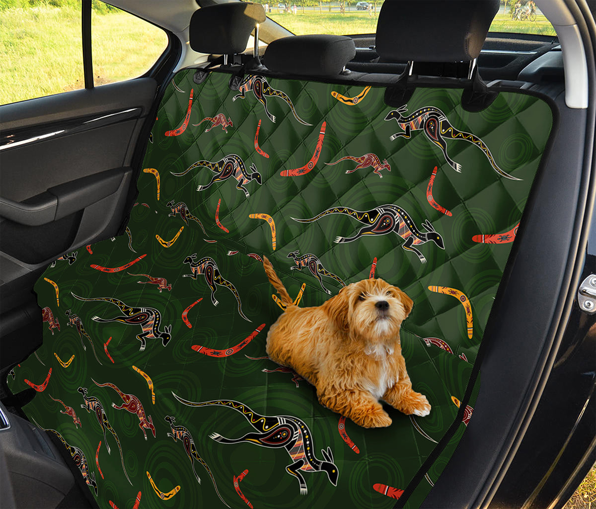 Aboriginal Boomerang And Kangaroo Print Pet Car Back Seat Cover