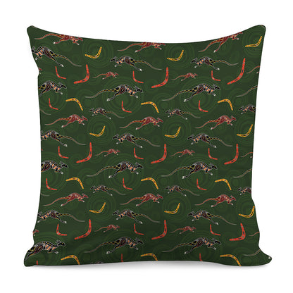 Aboriginal Boomerang And Kangaroo Print Pillow Cover