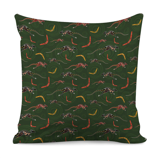 Aboriginal Boomerang And Kangaroo Print Pillow Cover