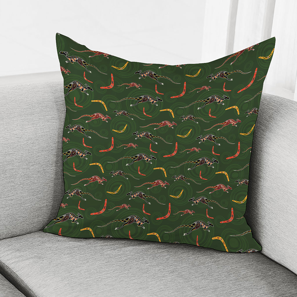 Aboriginal Boomerang And Kangaroo Print Pillow Cover