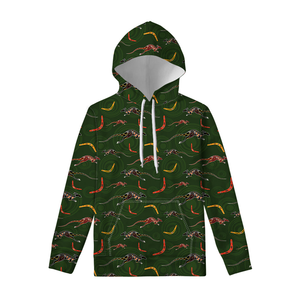 Aboriginal Boomerang And Kangaroo Print Pullover Hoodie