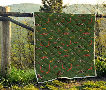 Aboriginal Boomerang And Kangaroo Print Quilt