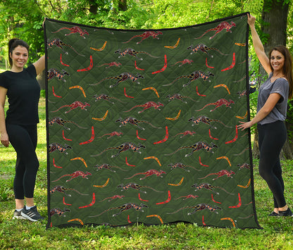 Aboriginal Boomerang And Kangaroo Print Quilt