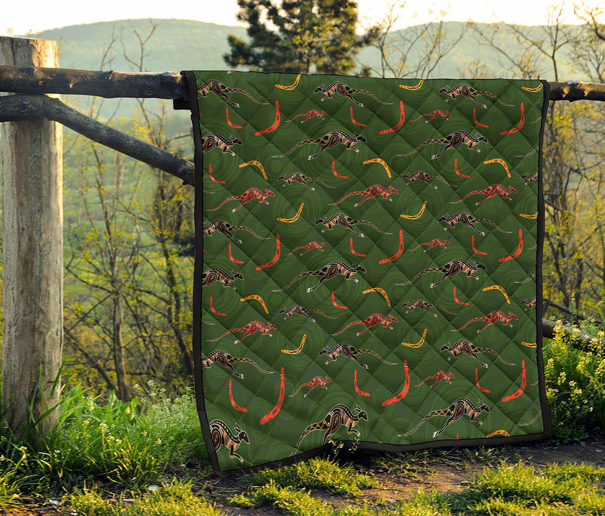 Aboriginal Boomerang And Kangaroo Print Quilt