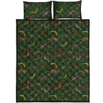 Aboriginal Boomerang And Kangaroo Print Quilt Bed Set