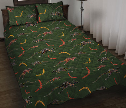 Aboriginal Boomerang And Kangaroo Print Quilt Bed Set