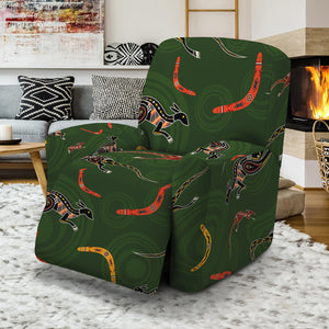 Aboriginal Boomerang And Kangaroo Print Recliner Slipcover