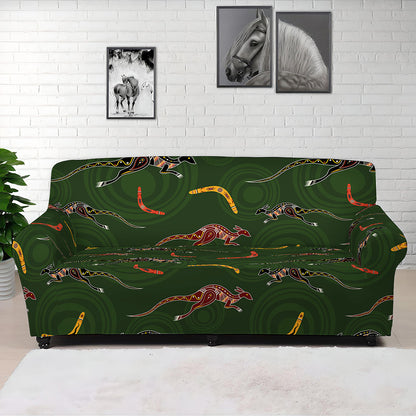 Aboriginal Boomerang And Kangaroo Print Sofa Cover