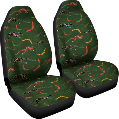 Aboriginal Boomerang And Kangaroo Print Universal Fit Car Seat Covers