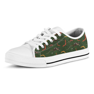 Aboriginal Boomerang And Kangaroo Print White Low Top Shoes