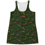 Aboriginal Boomerang And Kangaroo Print Women's Racerback Tank Top