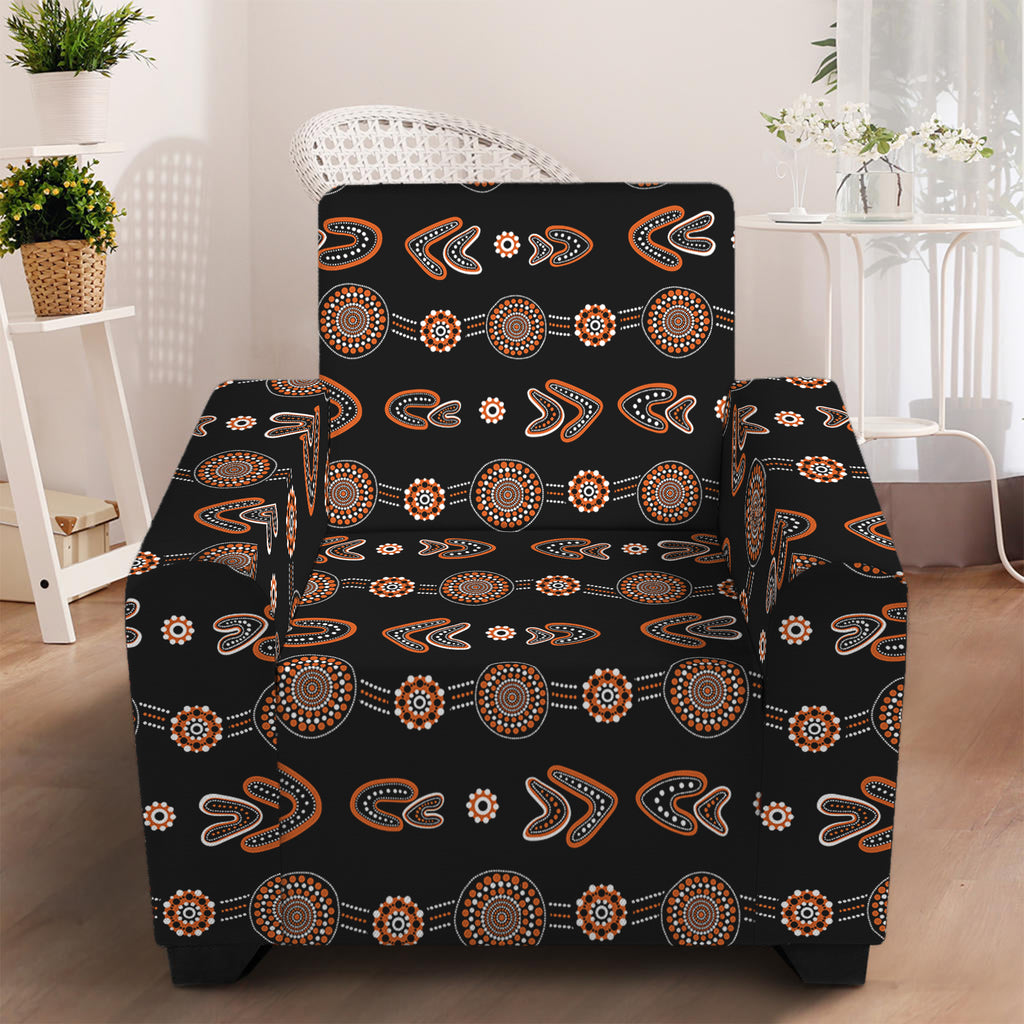 Aboriginal Boomerang Pattern Print Armchair Slipcover