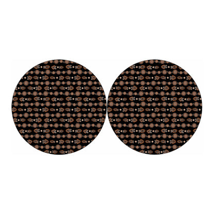 Aboriginal Boomerang Pattern Print Car Coasters
