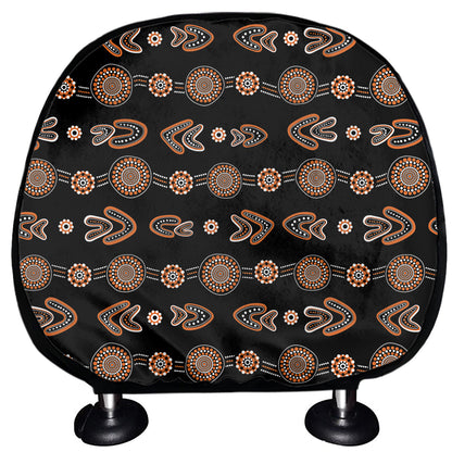 Aboriginal Boomerang Pattern Print Car Headrest Covers