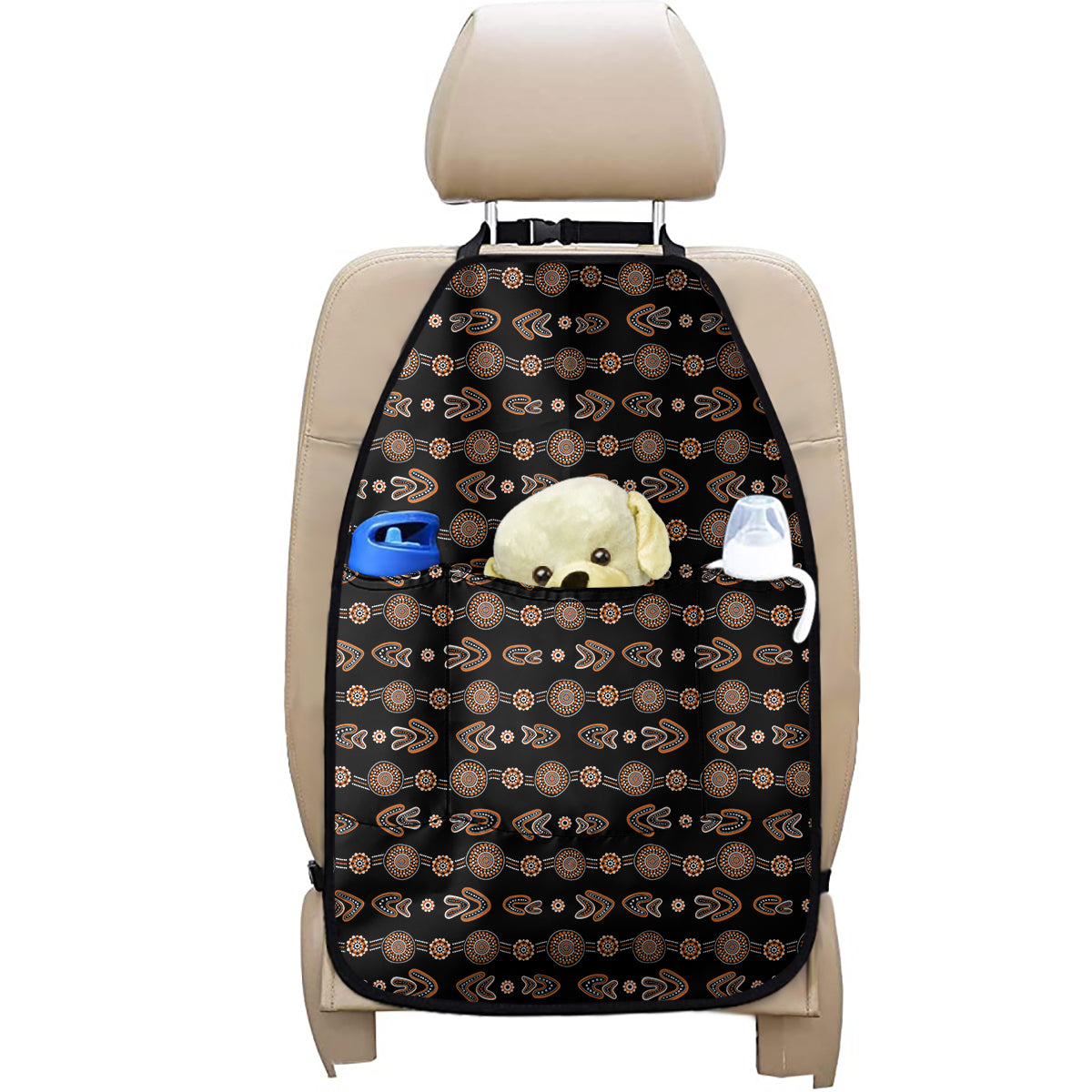 Aboriginal Boomerang Pattern Print Car Seat Organizers