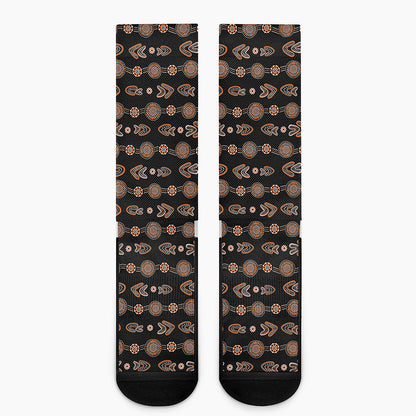 Aboriginal Boomerang Pattern Print Crew Socks