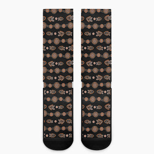 Aboriginal Boomerang Pattern Print Crew Socks