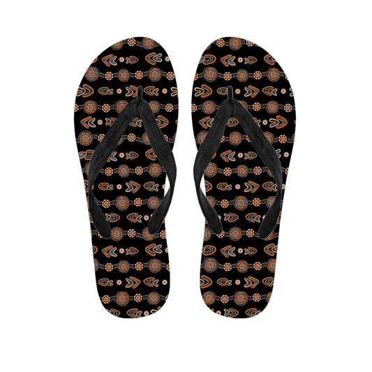 Aboriginal Boomerang Pattern Print Flip Flops