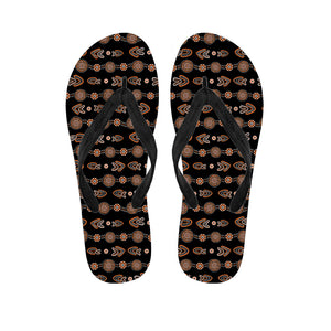 Aboriginal Boomerang Pattern Print Flip Flops