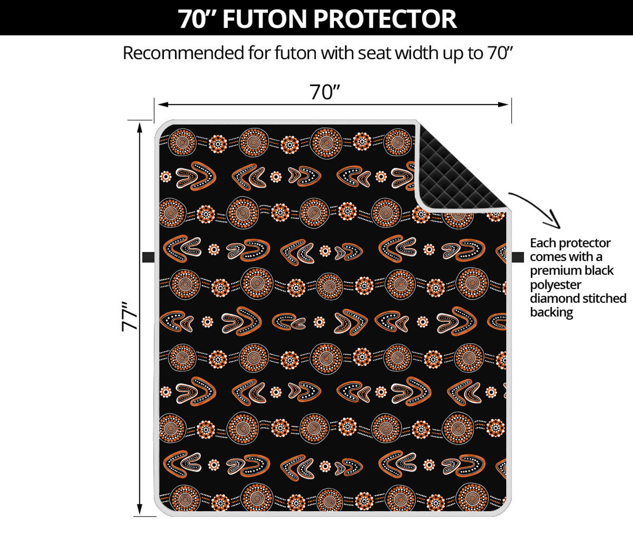 Aboriginal Boomerang Pattern Print Futon Protector