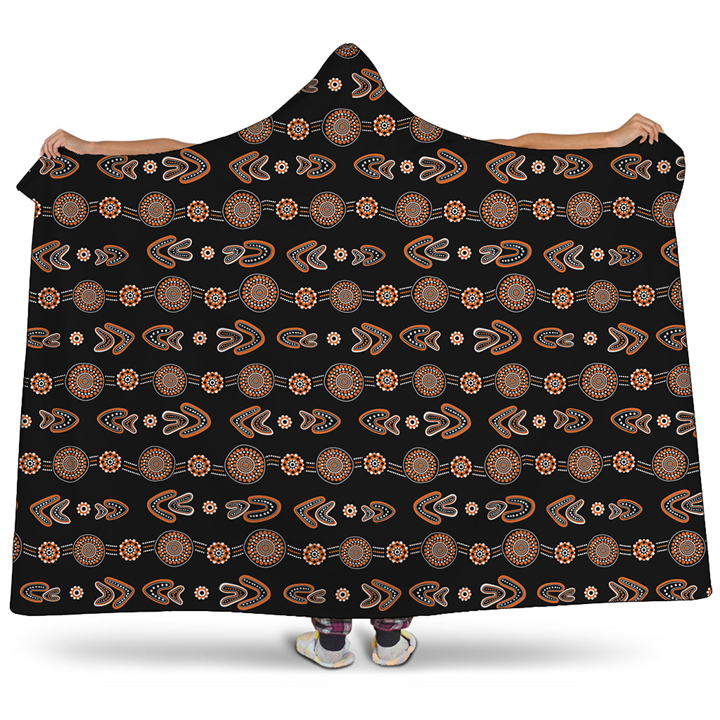 Aboriginal Boomerang Pattern Print Hooded Blanket
